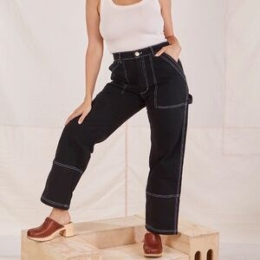 Big Bud Press Cotton Carpenter Jeans in Black | Size 0XL Petite